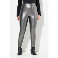 Ulla Popken Leggings Leggings Lederoptik schmales Bein Elastikbund
