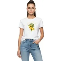 Banco T-Shirt Damen Zitrone Shirt Print (Einzelteil) Hochwertiger, langlebiger Frontprint mit botanischem Motiv