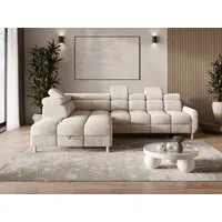 MOEBLO Ecksofa BUN aus Bouclé, mit Schlaffunktion, Bettkasten und verstellbaren Kopfstützen – modernes Polsterecksofa für Wohnzimmer, Eckcouch Wohnlandschaft Sofa mit Ottomane Eckgarnitur Polsterecke, (BxHxT): 276 x 78 x 209 cm