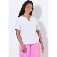 Angel of Style Longbluse Bluse A-Linie Leinenoptik Halbarm