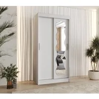 MOEBLO Schiebetürenschrank VIVARA (mit wellenförmigem Spiegel, moderner Kleiderschrank mit Schiebetüren, viel Stauraum, 4 Farben & 6 Breiten, Schlafzimmer Garderobenschrank Schwebetürenschrank Schrank Schiebtüren) (BxHxT): : 100 / 120 / 150 / 180 / 2