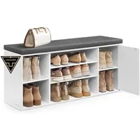 SONGMICS HOME Schuhbank Sitzbank mit Stauraum, offene Fächer, verstellbar, Schuhschrank, Toolless-Technologie, superschnelle werkzeuglose Montage