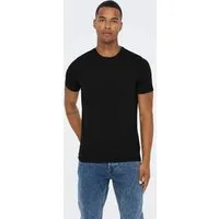 ONLY & SONS T-Shirt ohne Innenetiketten, mit Nackenband für stabilen Sitz im 2er Pack