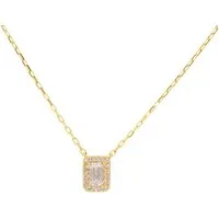 Suzan Gold Kette mit Anhänger 375er Gold Halskette Damen – mit Baguette-Zirkonia, wasserfest, Gelbgold 375, Zirkonia-Steine, Länge: 42+3 cm