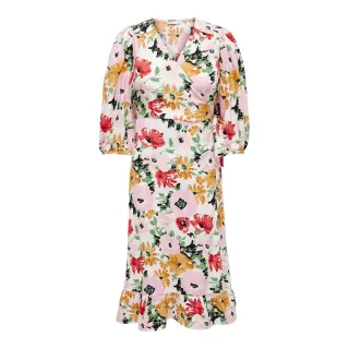 Only - Wickelkleid für Damen, Puffärmel (Wolken Tanzer)