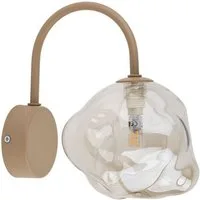 Licht-Erlebnisse Wandleuchte UMERA, ohne Leuchtmittel, Rauchglas Metall G9 21 cm hoch Beige Cognac Modern Wandlampe