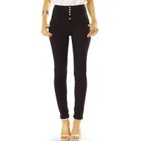 be styled High-waist-Jeans High Waist Röhrenjeans Hosen mit langer Knopfleiste - Damen - j10f mit Stretch-Anteil
