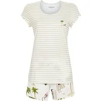 Ringella Shorty Kurzarm mit geringeltem Oberteil und Hose im Palmen-Dessin (2 tlg., Oberteil und Hose) 50% Baumwolle 50% Modal