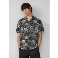 QS Kurzarmhemd Hemd Resort Fit: Baumwollhemd mit All-over-Print