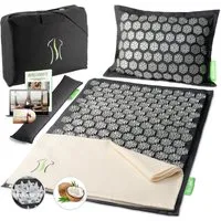 BACKLAxx® Akupressurmatte "Intensiva" mit Kissen für Fortgeschrittene durch extreme Stimulation (Akupressurmatten Set, 4teilig + gratis-Download), Matte:70x43cm, Kissen:40x33cm, Tuch:100x40cm. Insgesamt 4853 Nadeln.