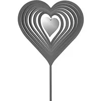Dehner Gartenstecker Edelstahl-Herz, Höhe 80 / 100 cm, silber hochwertige Gartendeko, frostbeständig