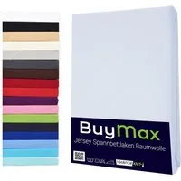 Buymax Spannbettlaken Buymax Jersey aus 100% Baumwolle, Jersey, Gummizug: Rundumgummi, (1 Stück), Pflegeleicht und Atmungsaktiv in Verschiedenen Farben und Größen
