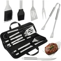 Kaminer Grillbesteck-Set BBQ Set Grill Zubehör Steak Messer Grillwender Zange, (Grillset, 6 tlg., 6-teiliges Grillbesteck-Set, inklusive Transportkoffer), inkl. Transporttasche