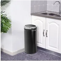 HOMCOM Mülleimer Sensor 42L mit Bewegungssensor Abfalleimer Schlafzimmer, für Bad, Büro, Küche, Esszimmer, Stahl, Schwarz