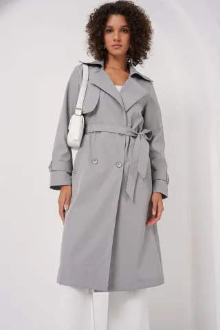 Doppelt breiter langer Trenchcoat
