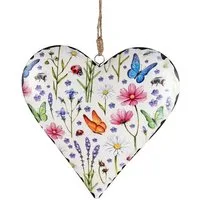 formano Dekohänger Herz aus Metall Blumenwiese 20cm - Dekor auf Vorder- und Rückseite