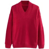 Next Strickpullover Flauschiges Teddy-Sweatshirt mit V-Ausschnitt (1-tlg)