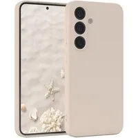 EAZY CASE Handyhülle für Samsung Galaxy S25 Hülle Silikon 6,2 Zoll, Bumper Case Matt Slimcover Silikonschutzhülle elastisch Taupe / Beige
