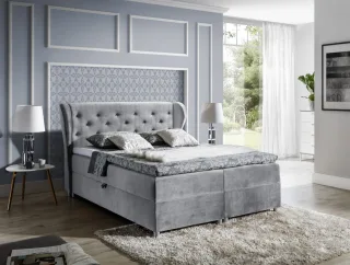 Boxspringbett Schlafzimmerbett ARIANNA 120x200cm Stoff Grau