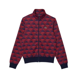 Lacoste - "Robert George" Sweatshirt für Herren, Durchgehender Reißverschluss, Jacquard (Rot/Schwarz bedruckt)