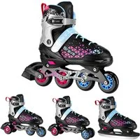 NILS EXTREME Inlineskates 2-IN-1 Inliner Schlittschuhe Rollschuhe wechselbare Kufen, Verstellbare Größe & verstellbare Rollen