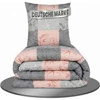 Malika Bettwäsche 1x 135x200 + 1x 80x80 cm, Ranke-Rose, Seersucker, 2 teilig, Allergikergeeignet, Pflegeleicht und Atmungsaktiv