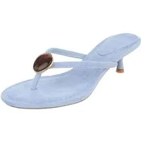Ital-Design Damen Zehentrenner Pantolette mit Schmuckdetail und Absatz Zehentrenner (91848899) Pfennig-/Stilettoabsatz Sandalen & Sandaletten in Hellblau