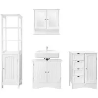 ML-DESIGN Badmöbel-Set Badezimmermöbel Komplettset, aus Holz, viel Stauraum, Modernen Stil, (4-St), 4-tlg Spiegelschrank Waschtisch mit Unterschrank Hochschrank Hängeschr