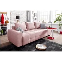 OTTO home Schlafsofa Bella, B: 241 cm, Liegefl. 142x194 cm, Bettfunktion, Bettkasten & 2 Zierkissen, Federkern