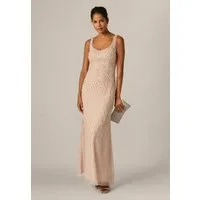 Adrianna Papell Abendkleid Bead Mesh Long Dress Meerjungfrauenkleid mit Rautenperlenverzierung
