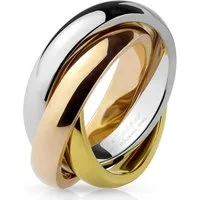 BUNGSA Fingerring 57 (18.1) Ring Tricolor Rollring aus Edelstahl für Damen (Ring, 1-tlg), Damen Herren