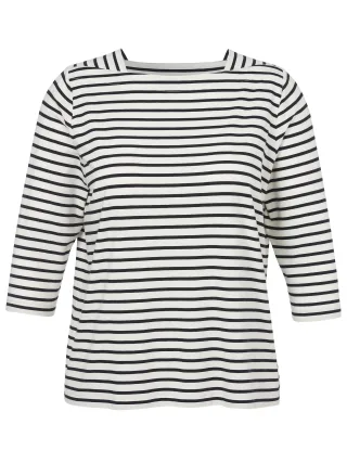 VIA APPIA DUE - T-Shirt Karree 3/4 Arm Ringel creme / marine - Gr. - 44