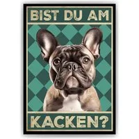 Tigerlino Poster Bist du am Kacken? Hunde Wandbild DIN A4 Gästebad Badezimmer Gäste-WC, Französische Bulldogge