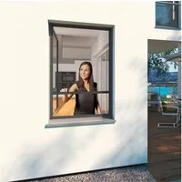 Windhager Insektenschutzplissee Ultra Flat für Fenster, Fliegengitter ohne Bohren, halbtransparent, ohne Bohren, verspannt, Moskitonetz Plissee 100 x 120 cm, erhältlich in anthrazit oder weiß
