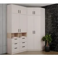 Marmex Möbel Schrank-Set Grant G14 Kinderzimmer-Set, Jugendzimmer-Set, (6-St., 2 Regale, Eckschrank, drei Schrankverlängerungen), Soft-Close-Türen, Vollauszug der Schubladen