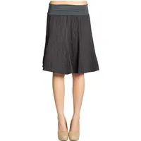 Caspar Faltenrock RO014 Damen Midi Leinenrock knielang mit figurfreundlichem Stretch Bund - Made in Italy