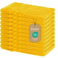 Lavea Waschhandschuh 10er Set Waschhandschuhe, 15 x 21 cm, Elena-Frottierserie, Waschlappen, 100% Baumwolle (10er Set), 500 g/m² Frottier, weich & saugstark, pflegeleicht