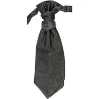 Paul Malone Krawatte Elegantes Herren Plastron barock Hochzeitskrawatte - vorgebunden schwarz v2