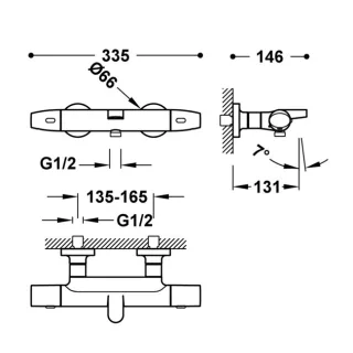 Tres Wannenthermostat Aufputz Over wall Anti Kalk Messing Handbrause , 19017439 19017439