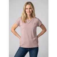 SUBLEVEL T-Shirt Damen Basic T-Shirt Logoprint Modal-Baumwolle T-Shirt mit Ärmelaufschlag