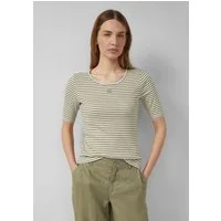s.Oliver Kurzarmshirt T-Shirt Geripptes T-Shirt im Slim Fit mit Stickerei