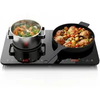 Arendo Induktions-Kochfeld Doppel-Kochfeld 308735, 4 h Timer, Touchsteuerung, Automatische Topferkennung, Sensor Touch