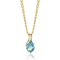 Miore Kette mit Anhänger MG9272N - für Damen 9 Karat 375 Gelbgold - mit blauem Topas 0,87 Karat, Krappenfassung · Panzerkette 45cm · Federringverschluss