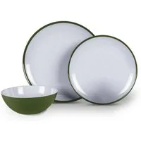 Kampa Dometic Geschirr-Set Melamingeschirr Campinggeschirr Set 12-teilig 4 Personen Fern Green