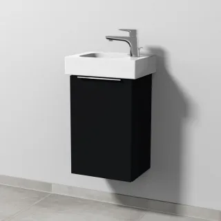 Sanipa 3way Waschtischunterbau zu Geberit iCon Waschtisch mit 1 Tür, Schwarz-Matt UF65708