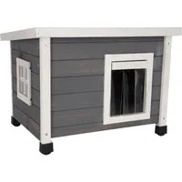 Kerbl Tierhaus Kerbl Katzenhaus Rustica KatzenhÙtte Holz wei¤/grau Plexiglasfenster