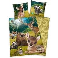 Herding Bettwäsche Animal Club Forest - Waldtiere - Wende-Bettwäsche-Set, 135x200 & 80x80, Baumwolle, 100% Baumwolle