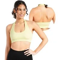Smilodox Sport-BH Azura, Seamless Sport Top Rückenfrei Starker Halt Fitness Alltag Scrunch Bra ohne Bügel Atmungsaktiv Yoga Gym Bustier Schriftzug