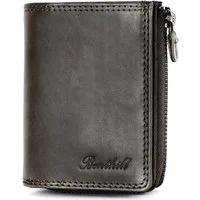 Benthill Geldbörse Klein Echt Leder RFID Damen & Herren Geldbeutel Slim-Wallet Portmonee, RFID-Schutz Kartenfächer Münzfach Reißverschlussfach