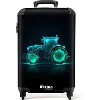 NoBoringSuitcases.com© Kinderkoffer Neontraktor auf schwarzem Hintergrund 55x35x20cm, 4 Rollen, Handgepäck Koffer, Hartschalenkoffer Kinder, Reisekoffer Jungen